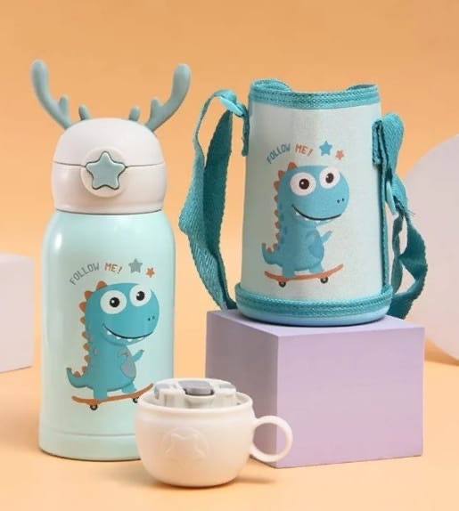 Fun character kids Water Bottle with straw